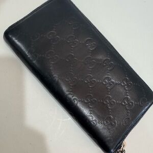 Gucci Black Empreinte Leather Logo Wallet silver Guccima